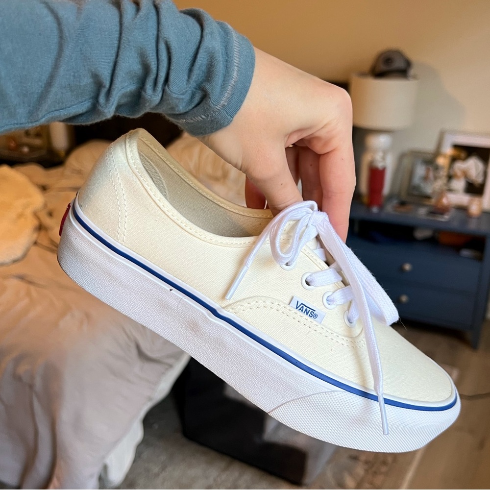 Vans Authentic Platform Sneakers Women's 8 Canvas Classic Off White Shoes